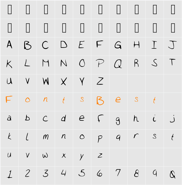 Alywriting Character Map