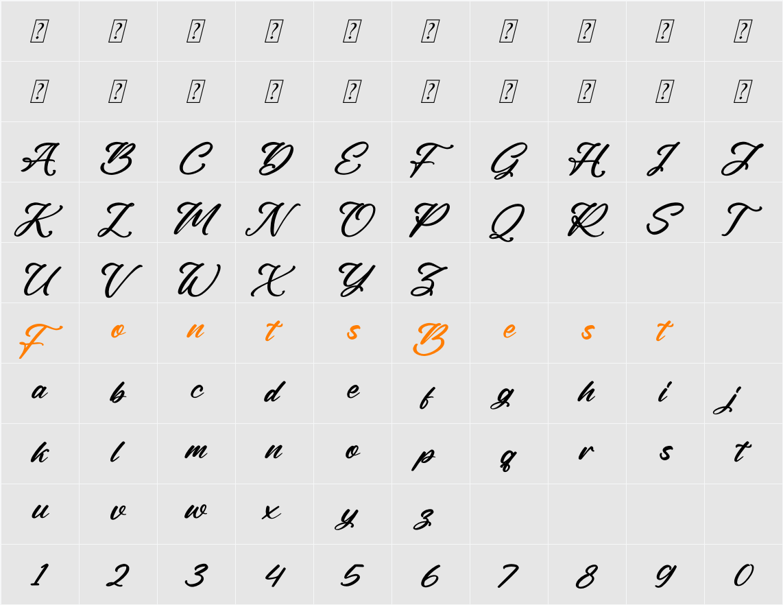 Rough Anthem Character Map