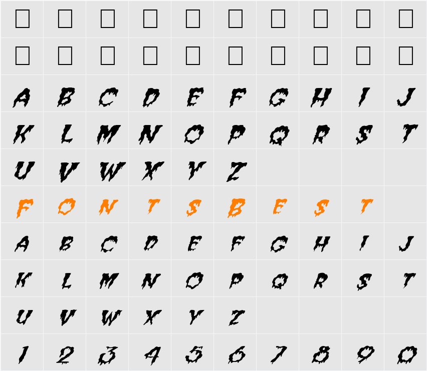 FZ UNIQUE 10 WAVEY ITALIC Character Map