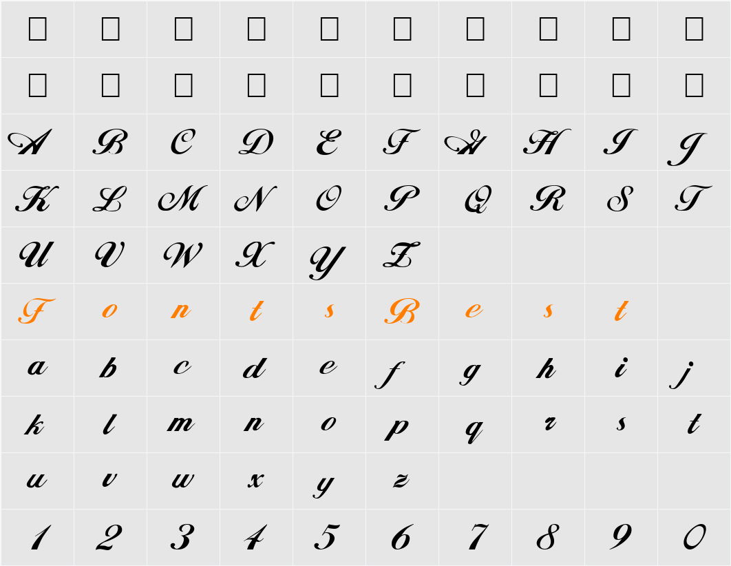 FZ SCRIPT 12 Character Map