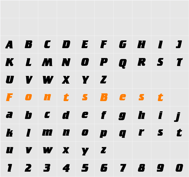 Crillee Extra Bold Italic Character Map