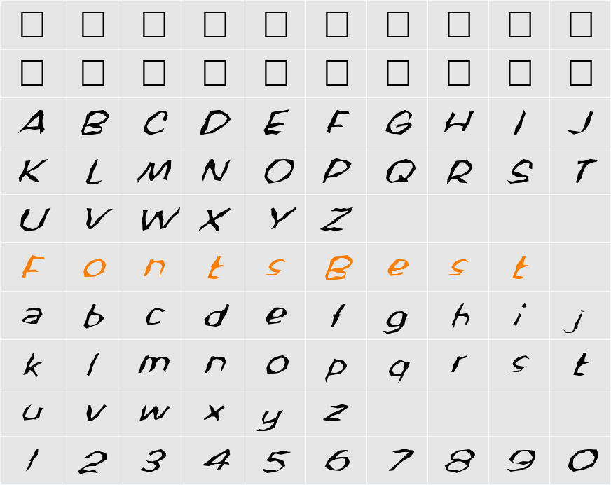 FZ WACKY 59 ITALIC Character Map