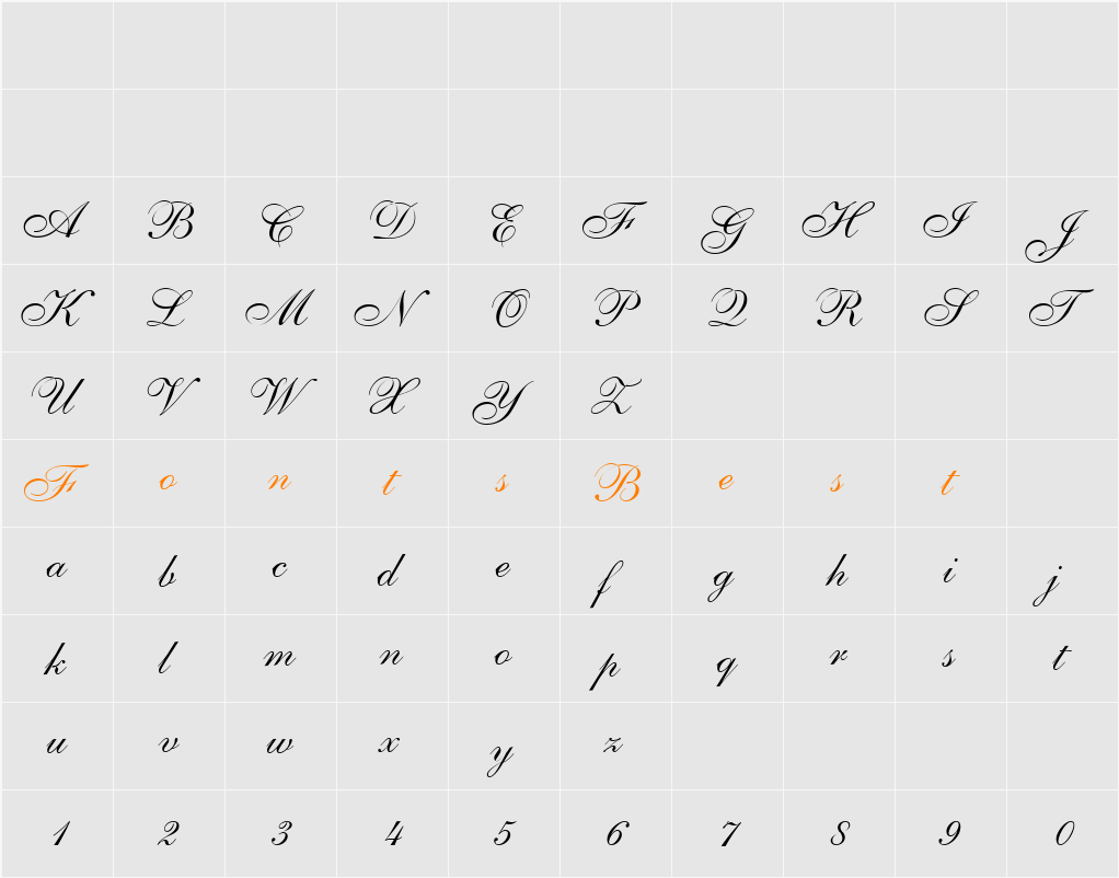 Allegretto Script One Character Map