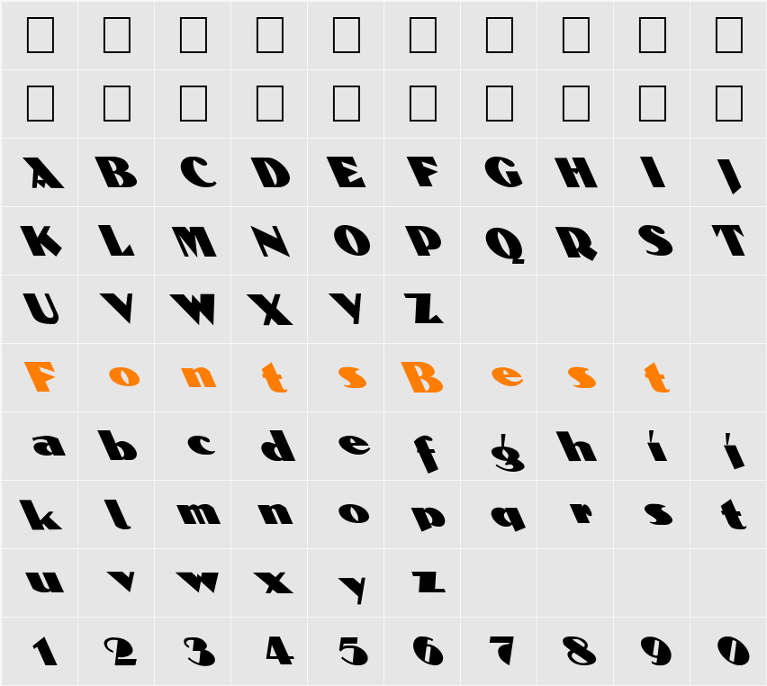 FZ JAZZY 53 LEFTY Character Map