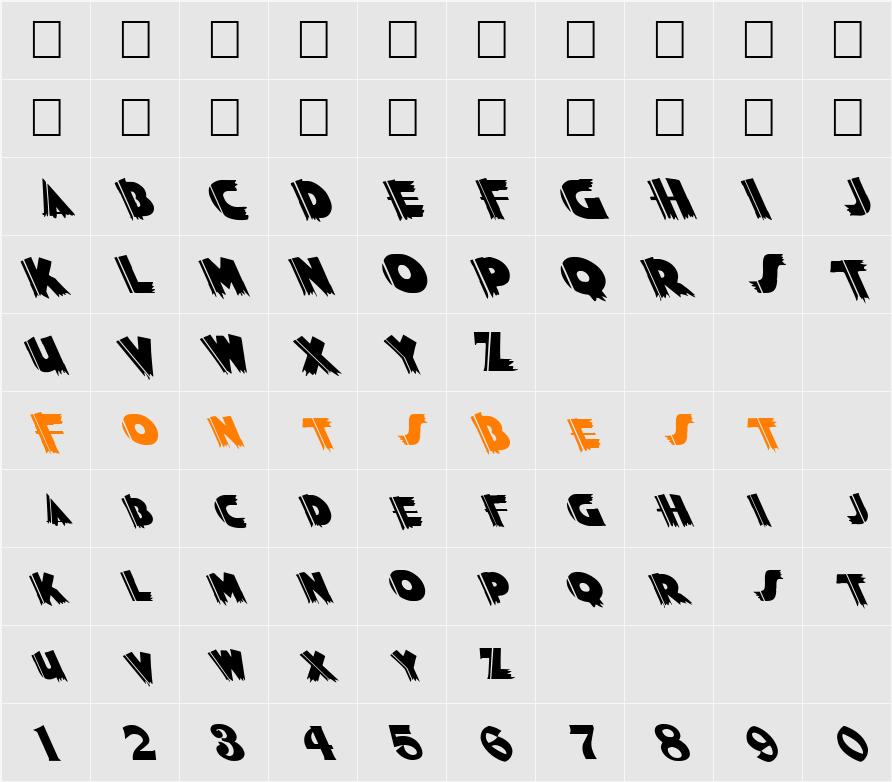 FZ JAZZY 56 LEFTY Character Map