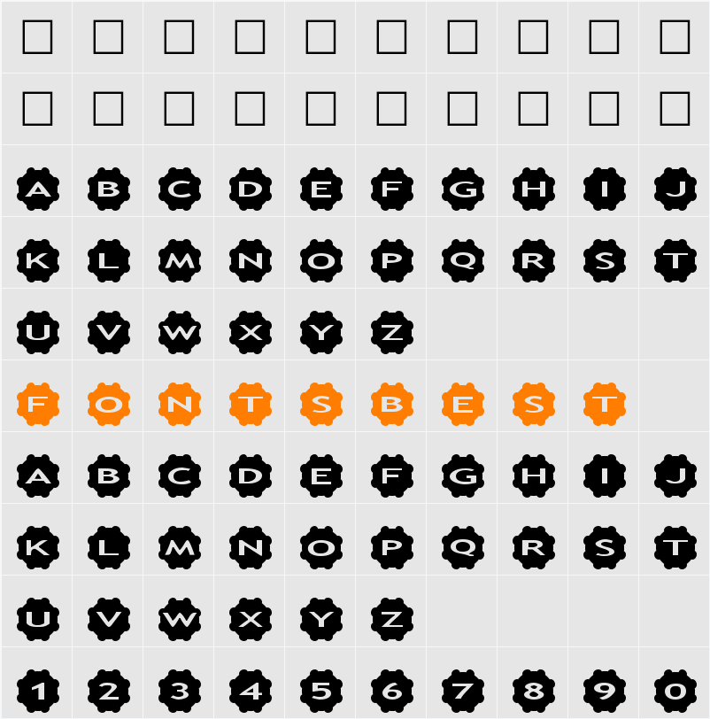 AlphaShapes gears 2 Character Map