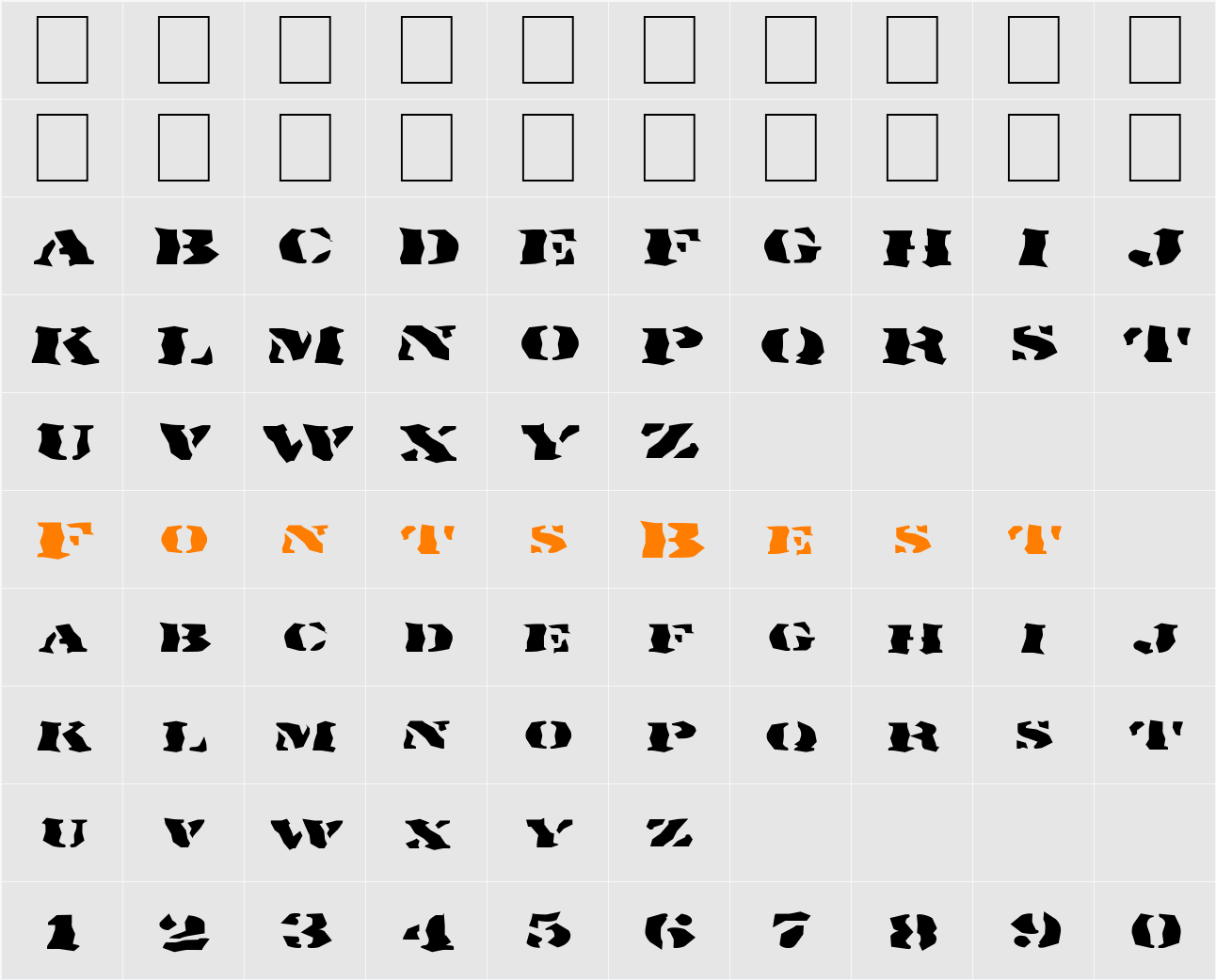 FZ WACKY 17 EX Character Map