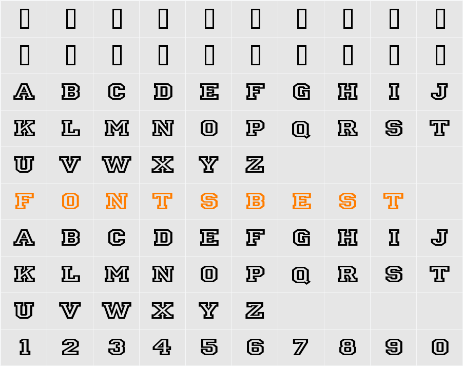 IvyLeagueExtendedOutline Character Map