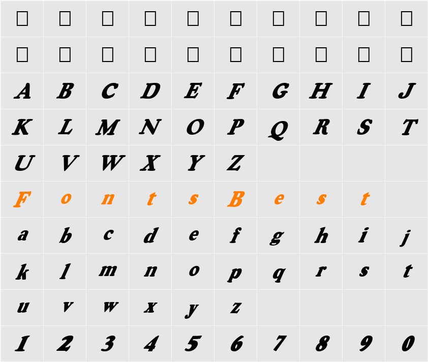 FZ ROMAN 8 ITALIC Character Map