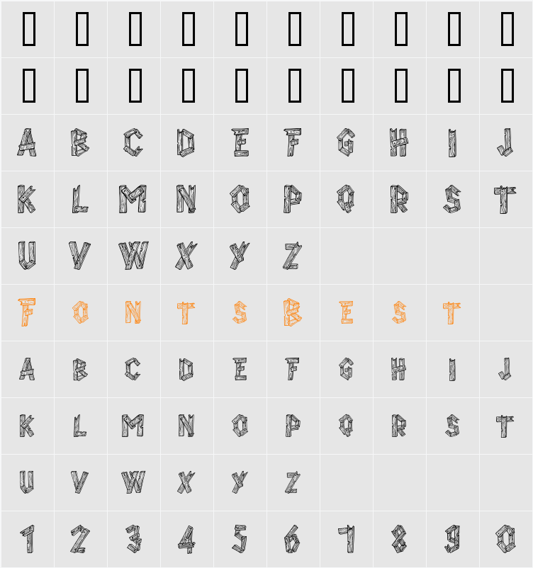 AlphaWood Character Map