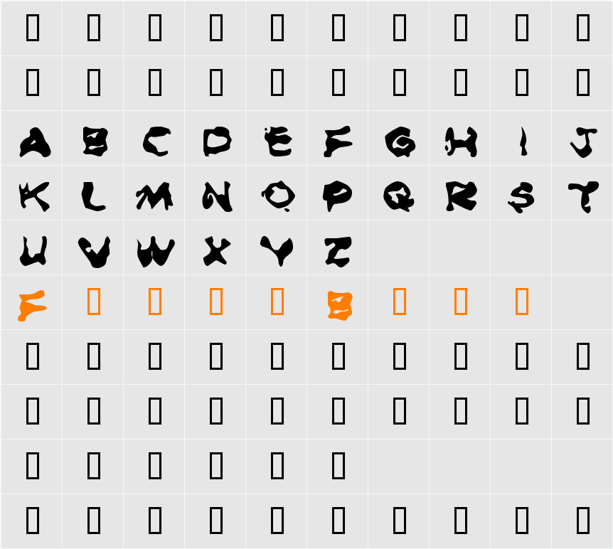 Burned Rubber Character Map