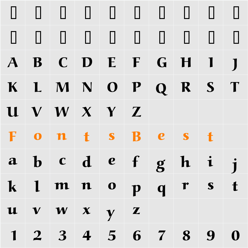 AucoinExtBol Character Map