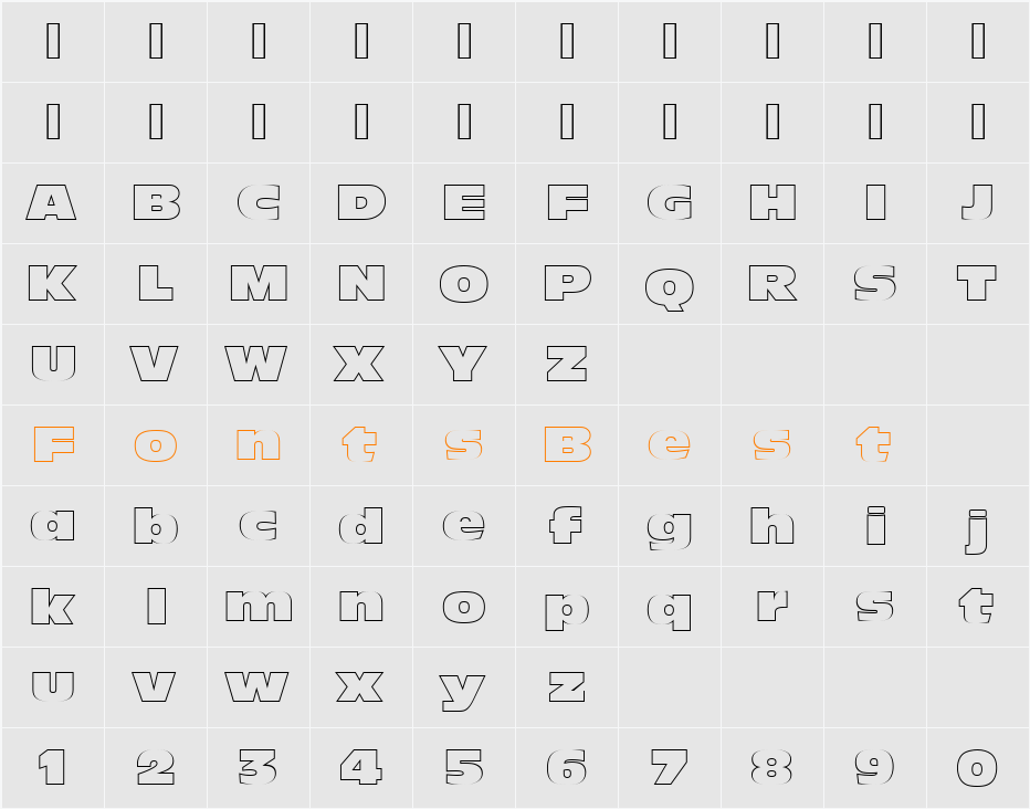 AntiqueOliNorOutPReg Character Map