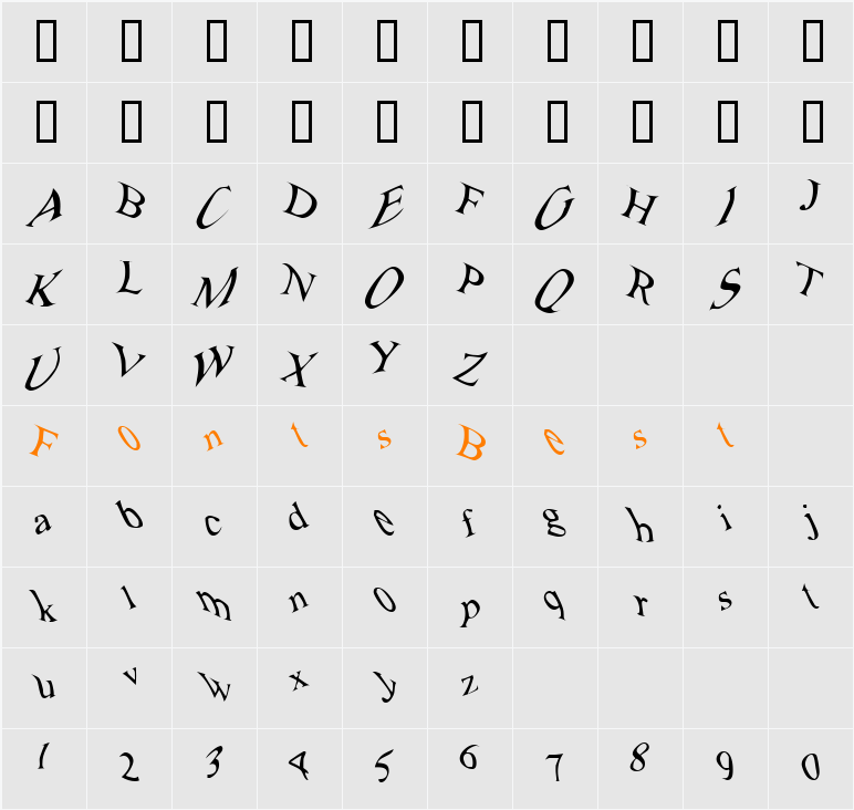 JI-Encase Character Map