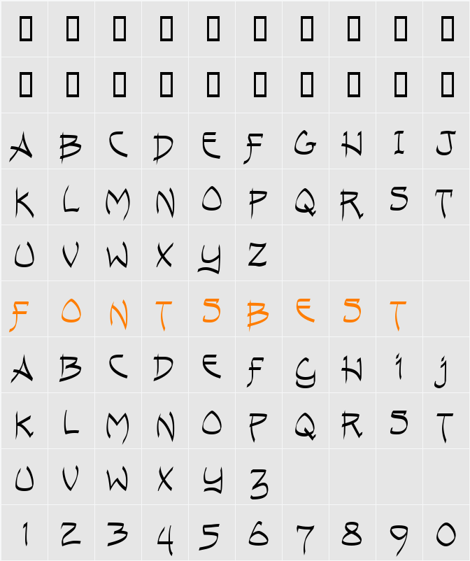 Andreas Pen MF Character Map