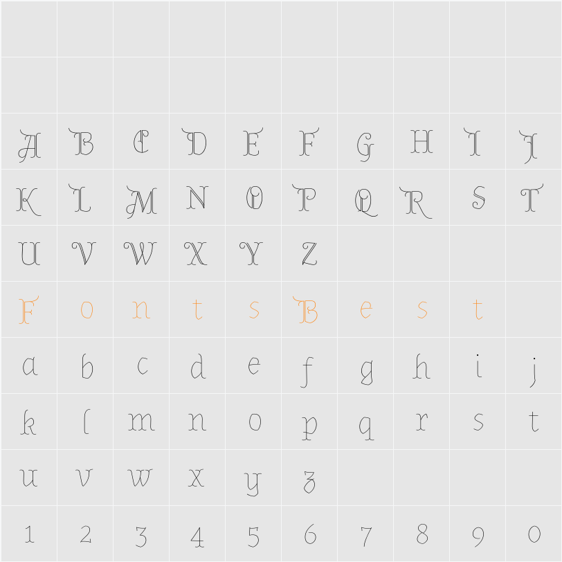 Almendra Display Character Map