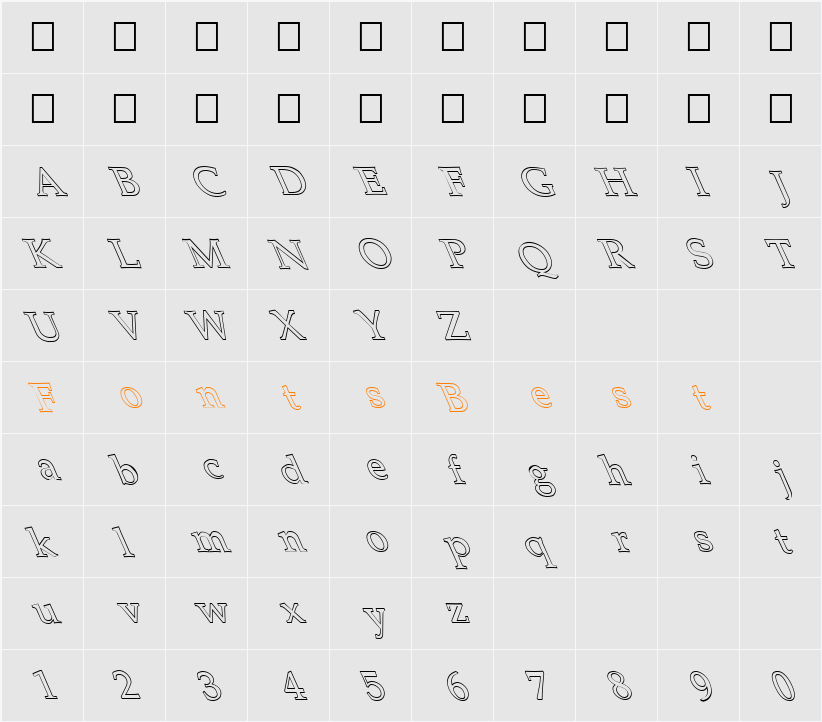 FZ ROMAN 21 HOLLOW LEFTY Character Map