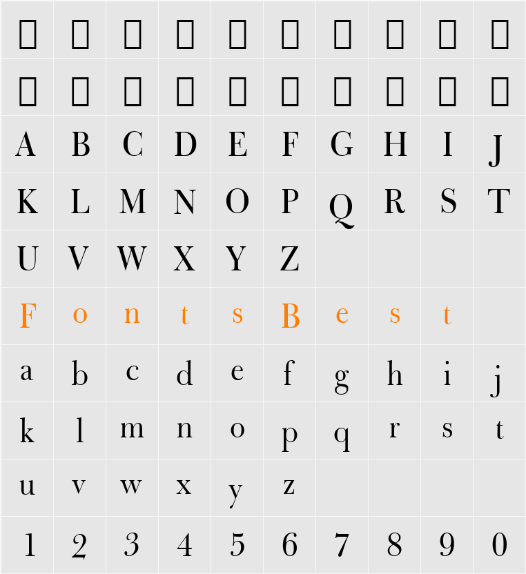 Bulmer BT Character Map