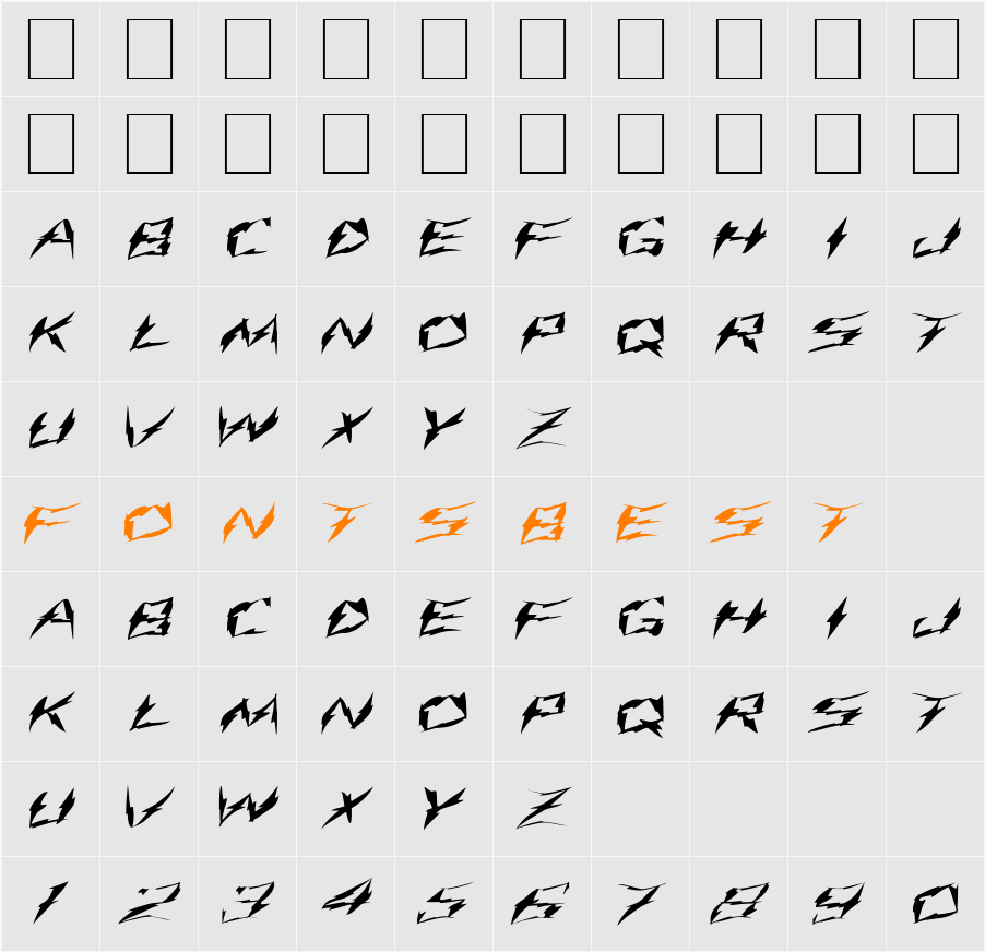 FZ WARPED 9 EX Character Map