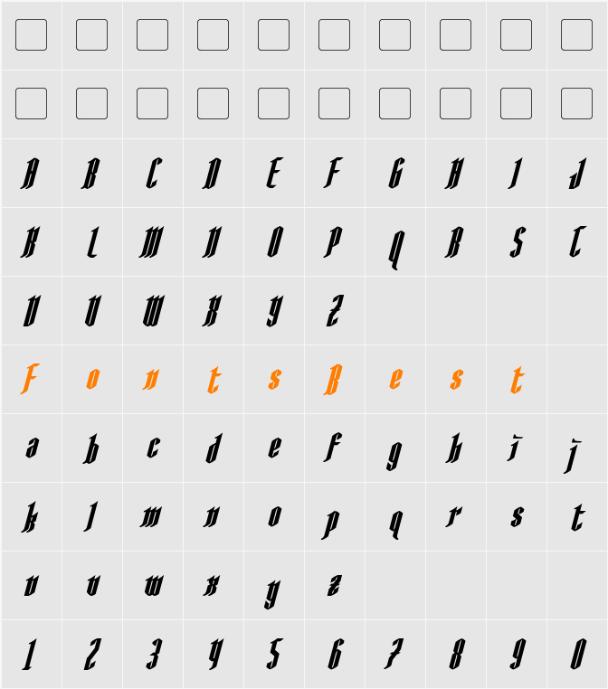 AngloYsgarth Character Map