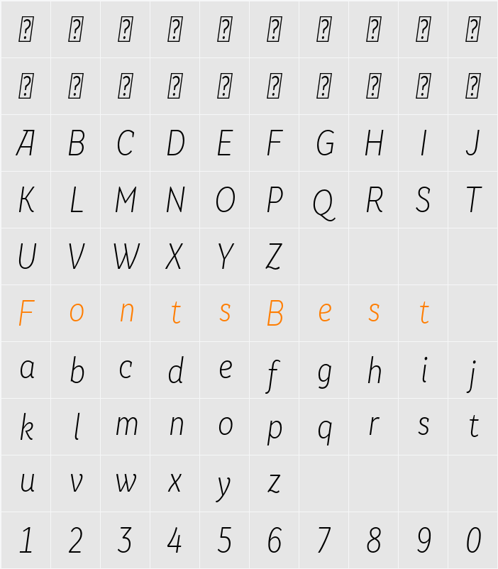 SkolaSansCn Character Map