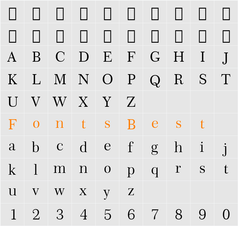 Century751 No2 BT Character Map