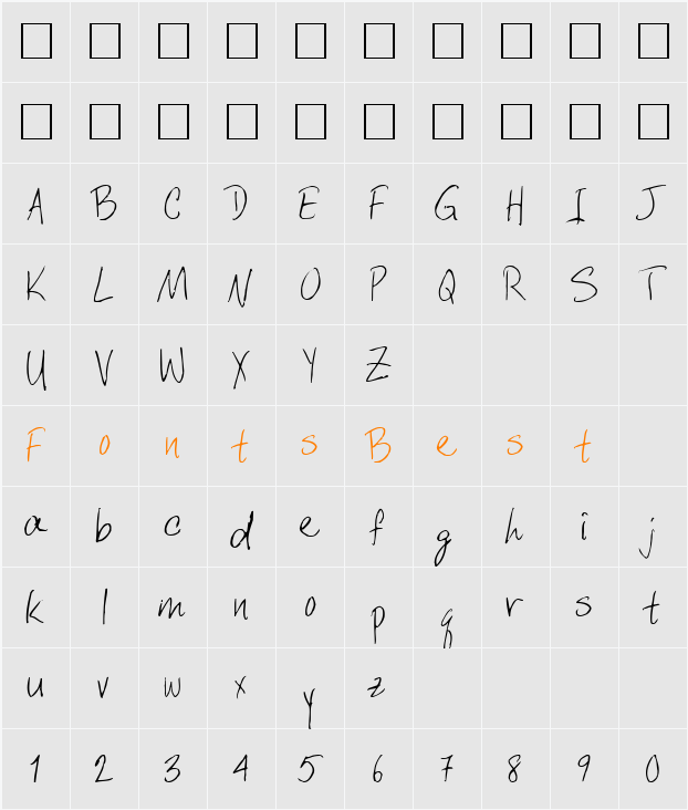 DCWri Character Map