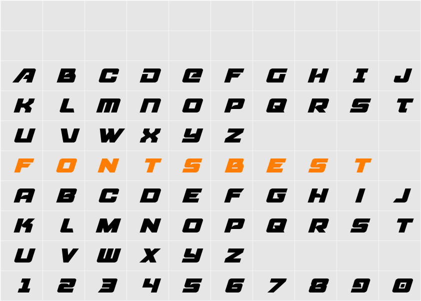 Aircruiser Title Italic Character Map