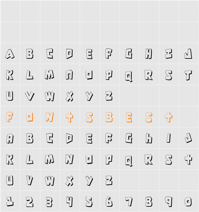 Cro-Magnum Condensed Shadow Character Map