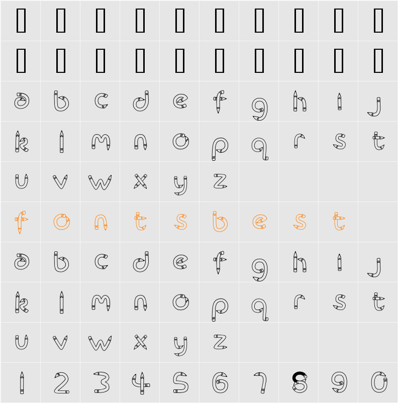 CK Rubber Pencil Character Map