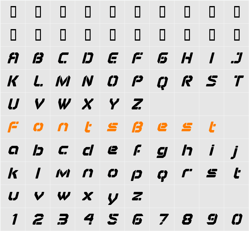 Airbrake Character Map