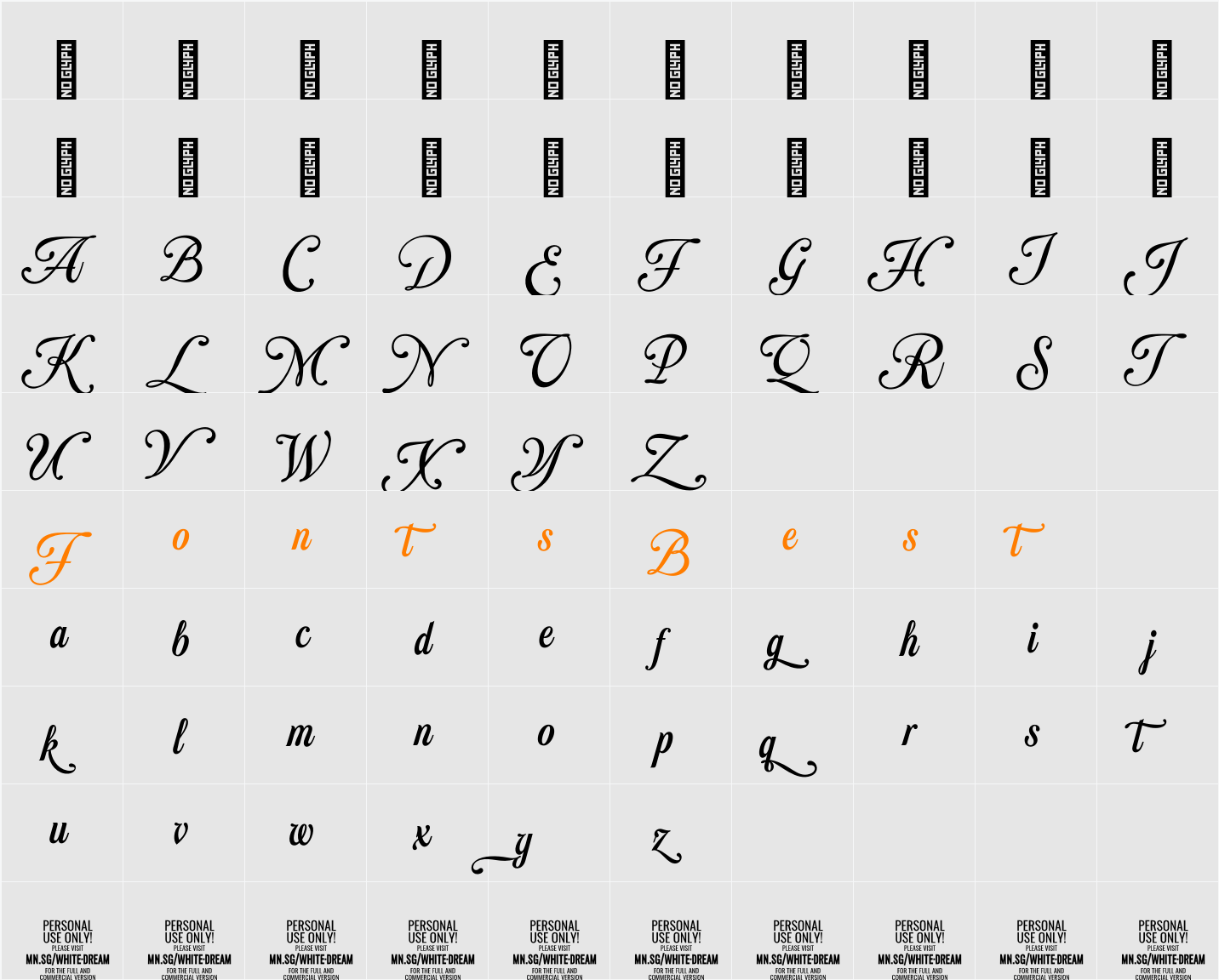 White Dream PERSONAL USE ONLY Character Map