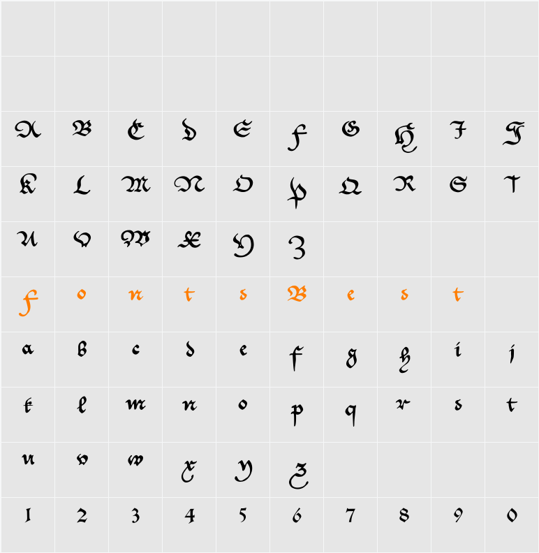 Cantzley Fraktur Character Map