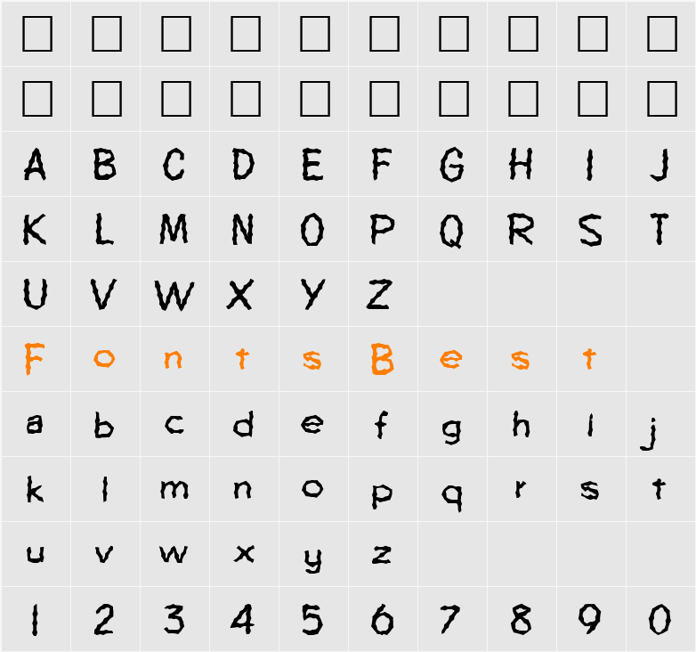 FZ WACKY 64 Character Map