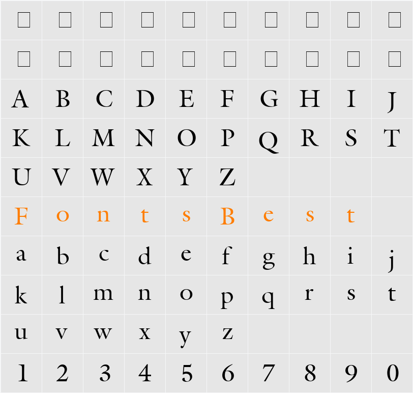 Acanthus SSi Character Map