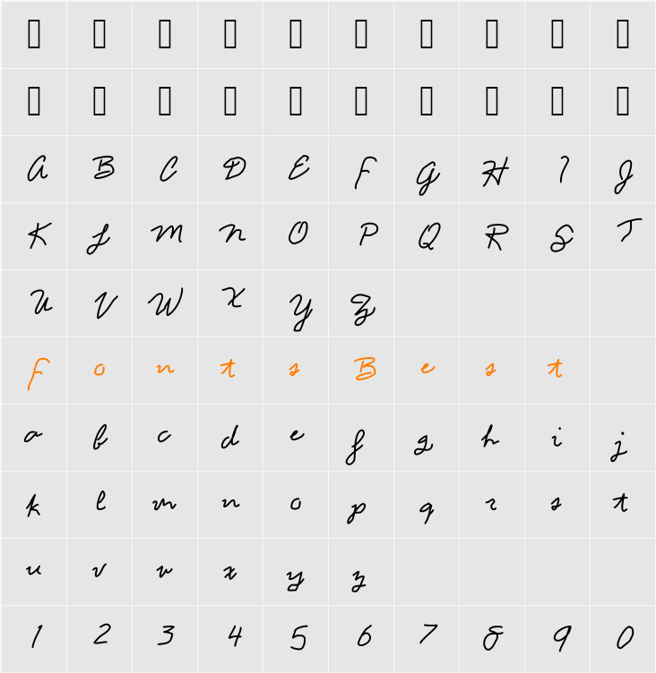 JD Din Character Map