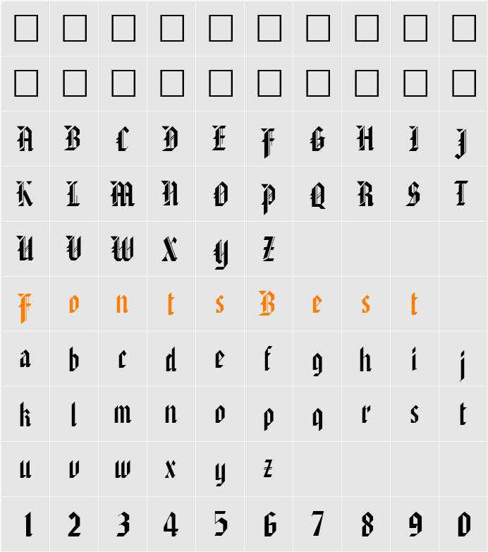 Amhurst SF Character Map