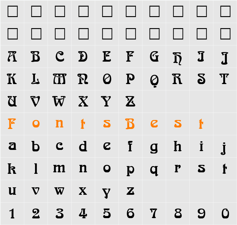 Arbian Script Character Map