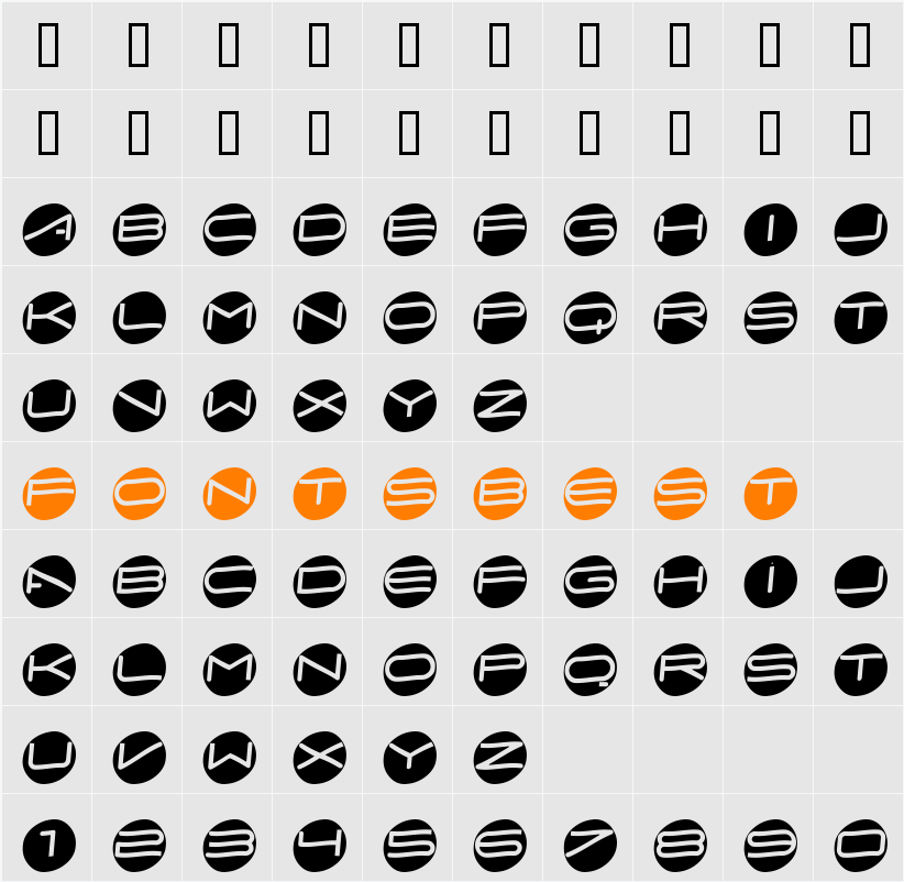 AbcariCircleKursiv Character Map