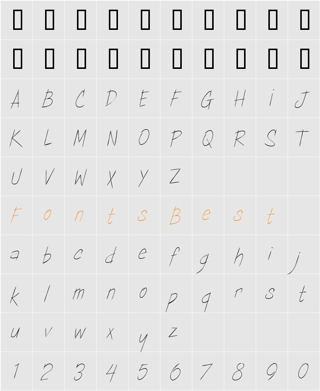 Copa Sharp BTN Light Character Map