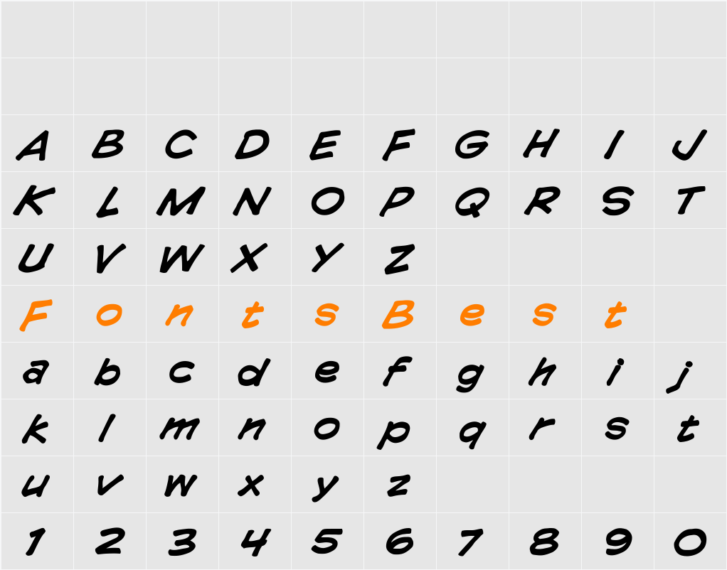 CCComicrazy Character Map