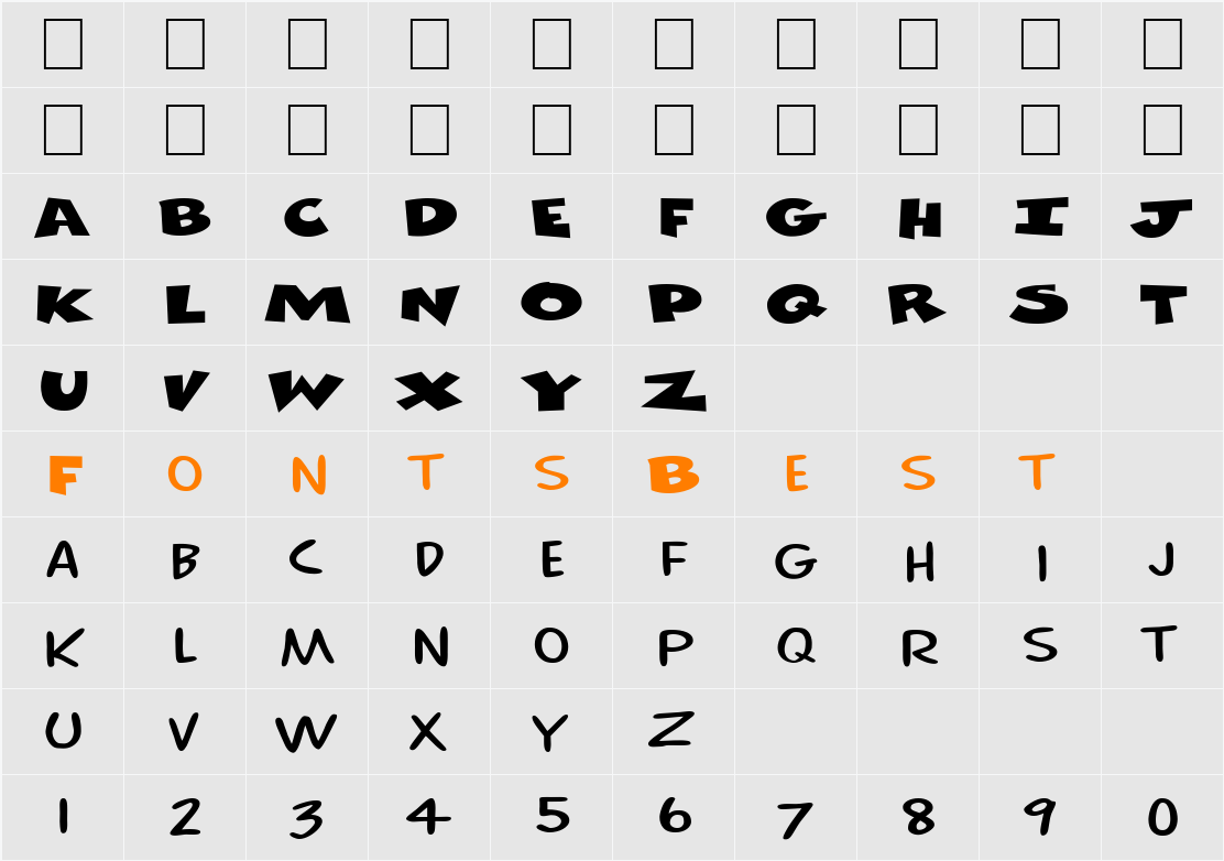 FZ UNIQUE 30 EX Character Map