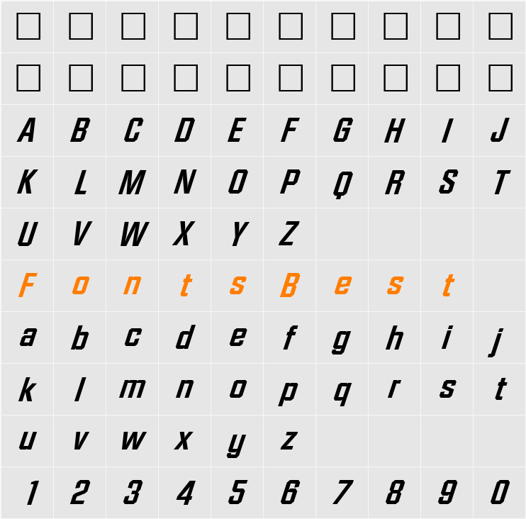 FacetExtrabold-Xitalic Character Map