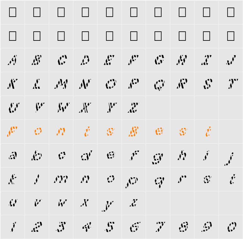 FZ JAZZY 7 STRIPED ITALIC Character Map