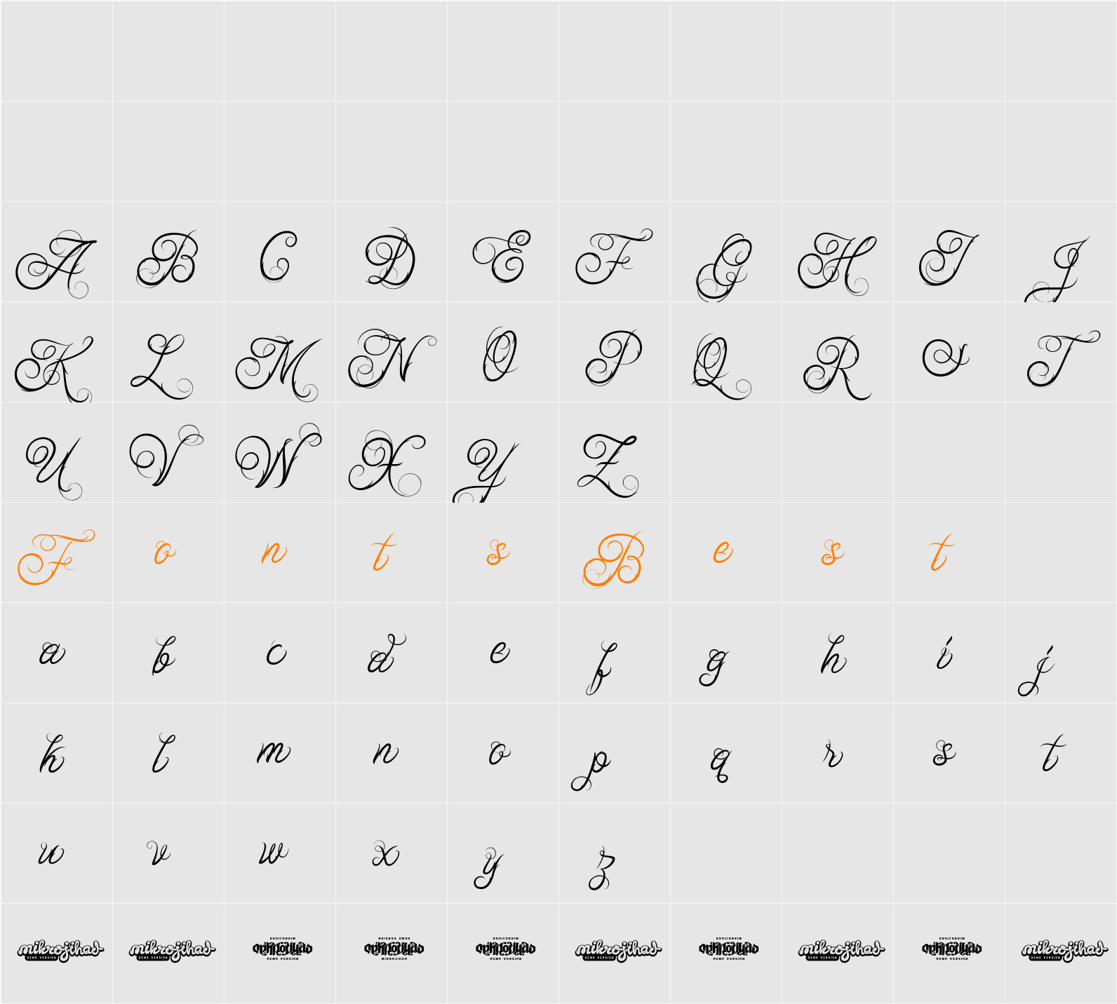 Ababil Script DEMO Character Map