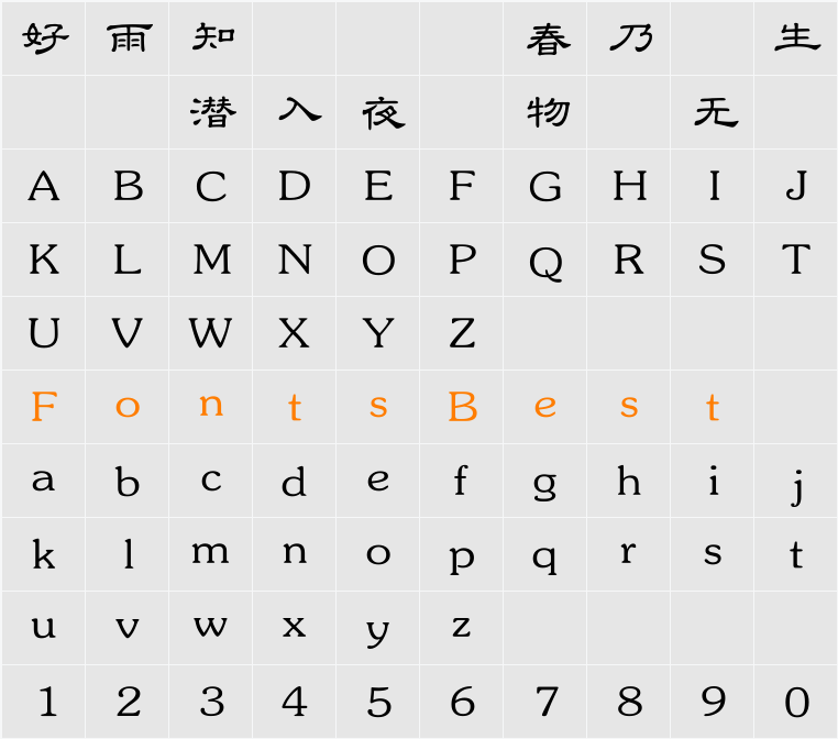 DFPKuoTaiBeiW4-B5 Character Map