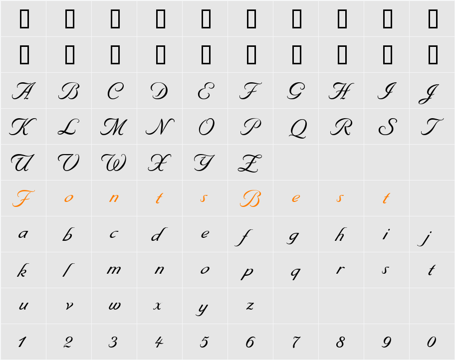 Byron Medium Character Map