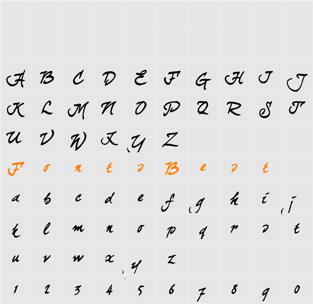 curlyJoe Character Map