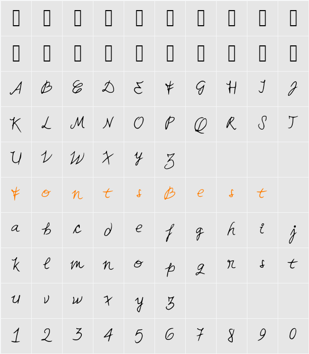 MiaHand Character Map