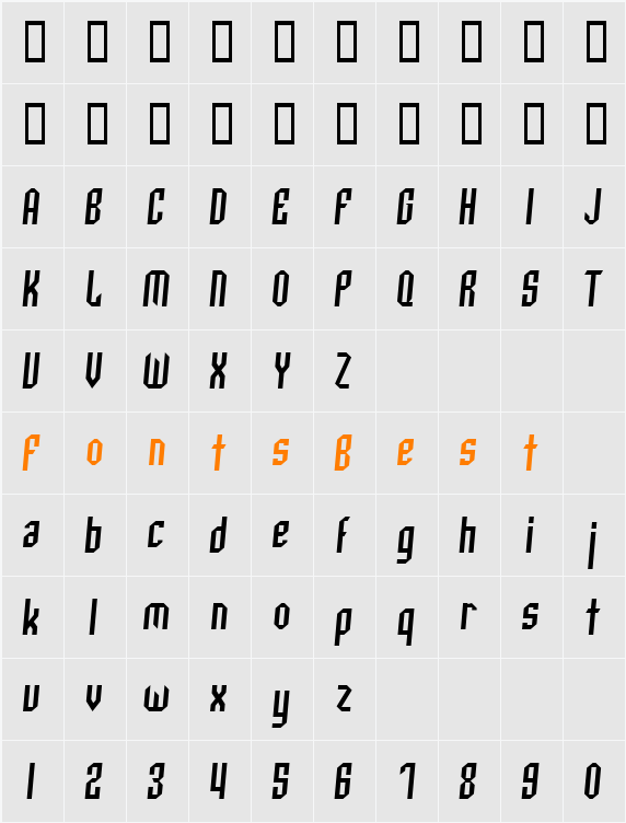 Archery Black Condensed Character Map